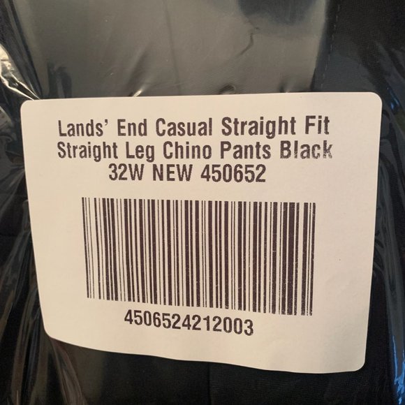 NWT LANDS' END CASUAL STRAIGHT FIT STRAIGHT LEG CHINO PANTS BLACK 32W - Picture 4 of 5